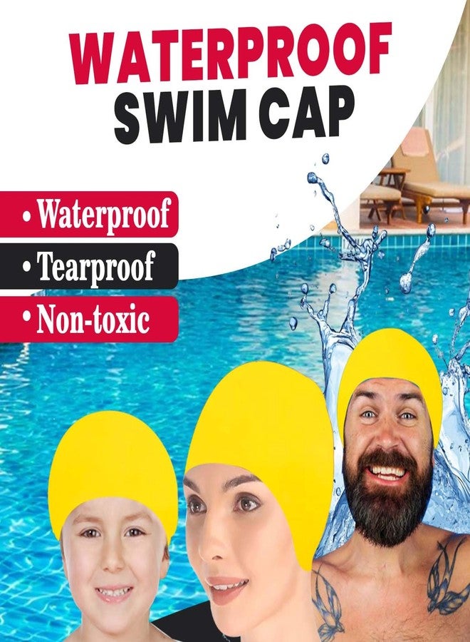 Fully Waterproof Silicon Swimming Pool Cap for Kids and Adults (Pack of 1) (Yellow) - Image 3