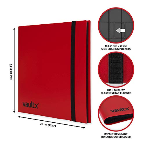 Vault X 12 Pocket Standard Strap Binder, Holds 480 Trading Cards in 20 Side-Loading Pages (Red) - Image 2