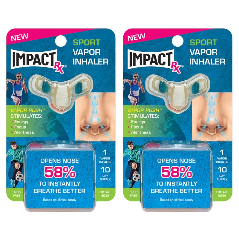 SleepRight ImpactRx Sport Breathing Aid Vapor Inhaler Natural Energy and Focus Boost TwoPack for Improved Breathing and Performance 