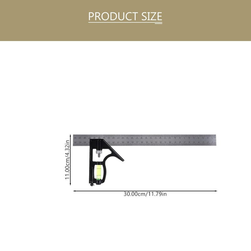 2pcs Stainless Steel Combination Carpenter Square 300mm with 45-Degree Marking for Woodworking and Framing Measurement Tools - Image 2