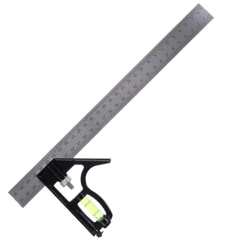 2pcs Stainless Steel Combination Carpenter Square 300mm with 45-Degree Marking for Woodworking and Framing Measurement Tools - Image 1