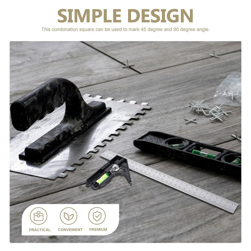 2pcs Stainless Steel Combination Carpenter Square 300mm with 45-Degree Marking for Woodworking and Framing Measurement Tools - Image 3