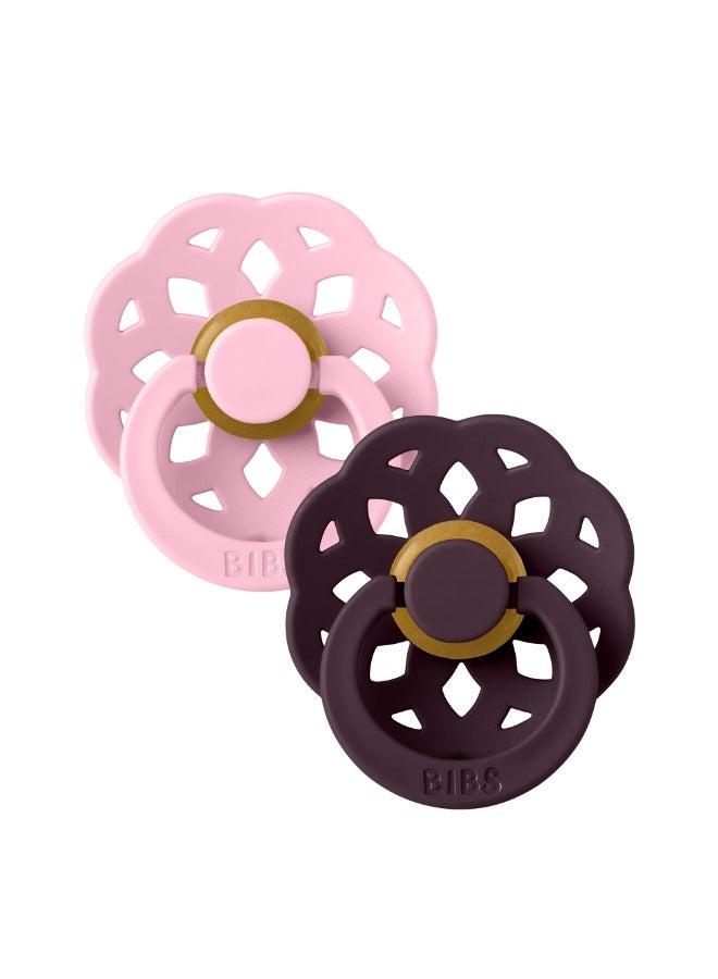 بيبس BIBS Pacifier Boheme 2 PACK Latex Size 1 Baby Pink/Plum - Image 1