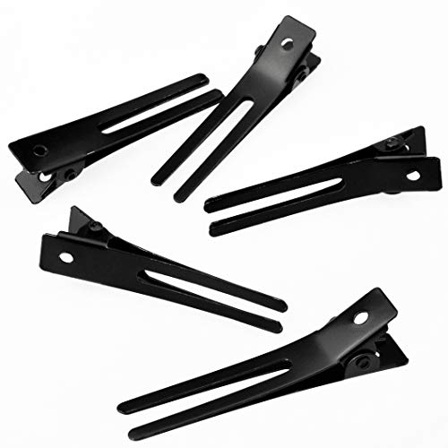 Wobe Hairdressing Double Prong Curl Clips, 50pcs 1.8" Metal Alligator Hairpins for Hair Bow Pin Curl, Styling Clips for Hair Salon Barber (Black) - Image 3