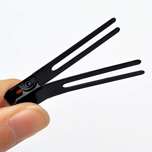Wobe Hairdressing Double Prong Curl Clips, 50pcs 1.8" Metal Alligator Hairpins for Hair Bow Pin Curl, Styling Clips for Hair Salon Barber (Black) - Image 4