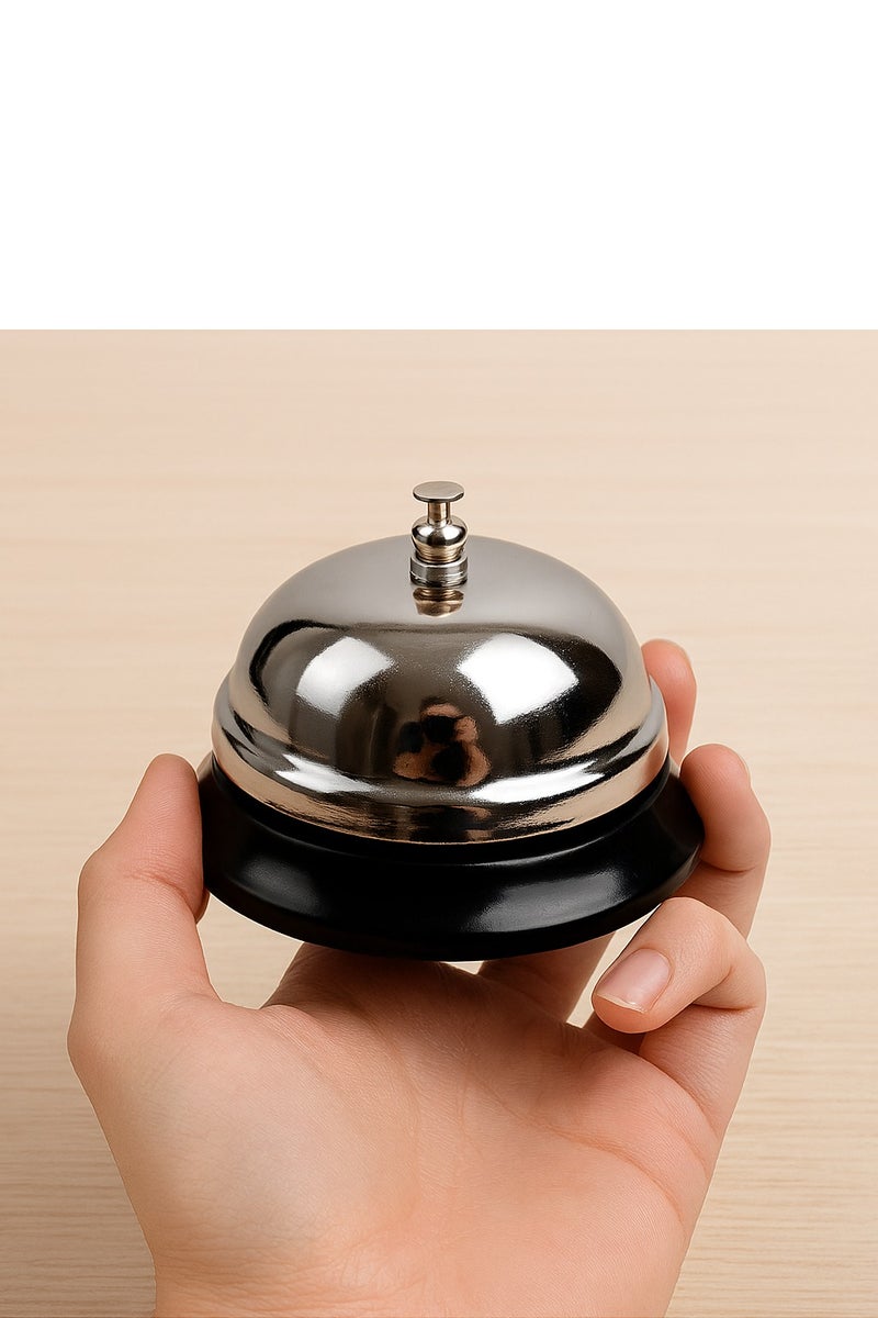 Desk Bell Stainless Steel Hand Service for Kitchen Hotels Schools Restaurants Reception Areas Warehouse Bells Customized Important Dishes Anti-Rust Cute Sound,Silver - Image 2