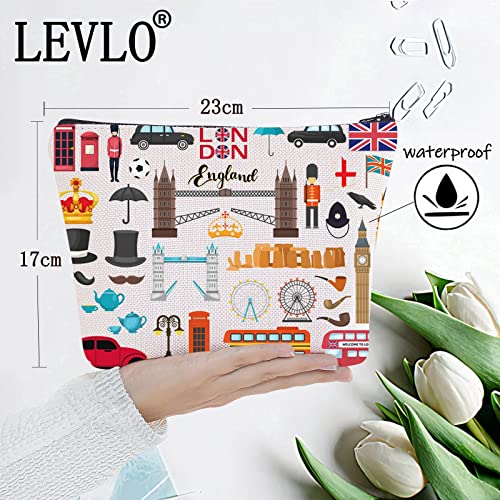 LEVLO حقيبة مستحضرات التجميل بتصميم بريطاني من ليفلو لندن هدية سفر تذكارية إنجليزية - Image 2