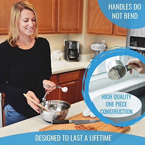 KPKitchen Stainless Steel Measuring Cups and Spoons Set of 16-7 Cup & 7 Spoon + Conversion Chart & Leveler - Kitchen Measuring Spoons and Cups - Dry Measure Cups Stainless Steel & Baking Metal Measuring Cups - Image 5