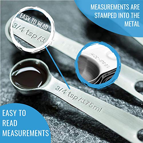 KPKitchen Stainless Steel Measuring Cups and Spoons Set of 16-7 Cup & 7 Spoon + Conversion Chart & Leveler - Kitchen Measuring Spoons and Cups - Dry Measure Cups Stainless Steel & Baking Metal Measuring Cups - Image 4