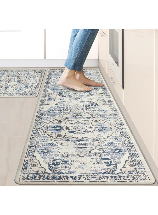Anti Fatigue Kitchen Mat Set of 2 Non Slip Kitchen Mats for Floor Cushioned Kitchen Rugs Comfort Standing Mat Farmhouse Waterproof PVC Foam Kitchen Floor Mat Runner - Image 5