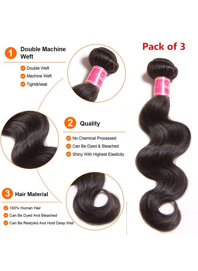 Nadula Hair 12A Brazilian Body Wave Virgin Human Hair 3 Bundles 14 16 18 100% Unprocessed Brazilian Wavy Human Hair Weave Extensions For Black Women Natural Color - Image 3
