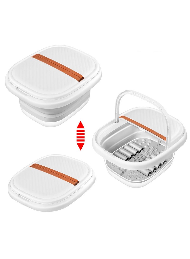 MARGOUN Electric Roadable Foot Spa Infrared Vibrating Bath Massager Soothing Rollers Collapsible Foot Spa Bath Pedicure with Heat / White - Image 2