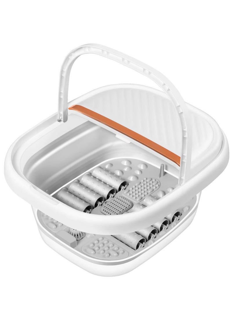 MARGOUN Electric Roadable Foot Spa Infrared Vibrating Bath Massager Soothing Rollers Collapsible Foot Spa Bath Pedicure with Heat / White - Image 1