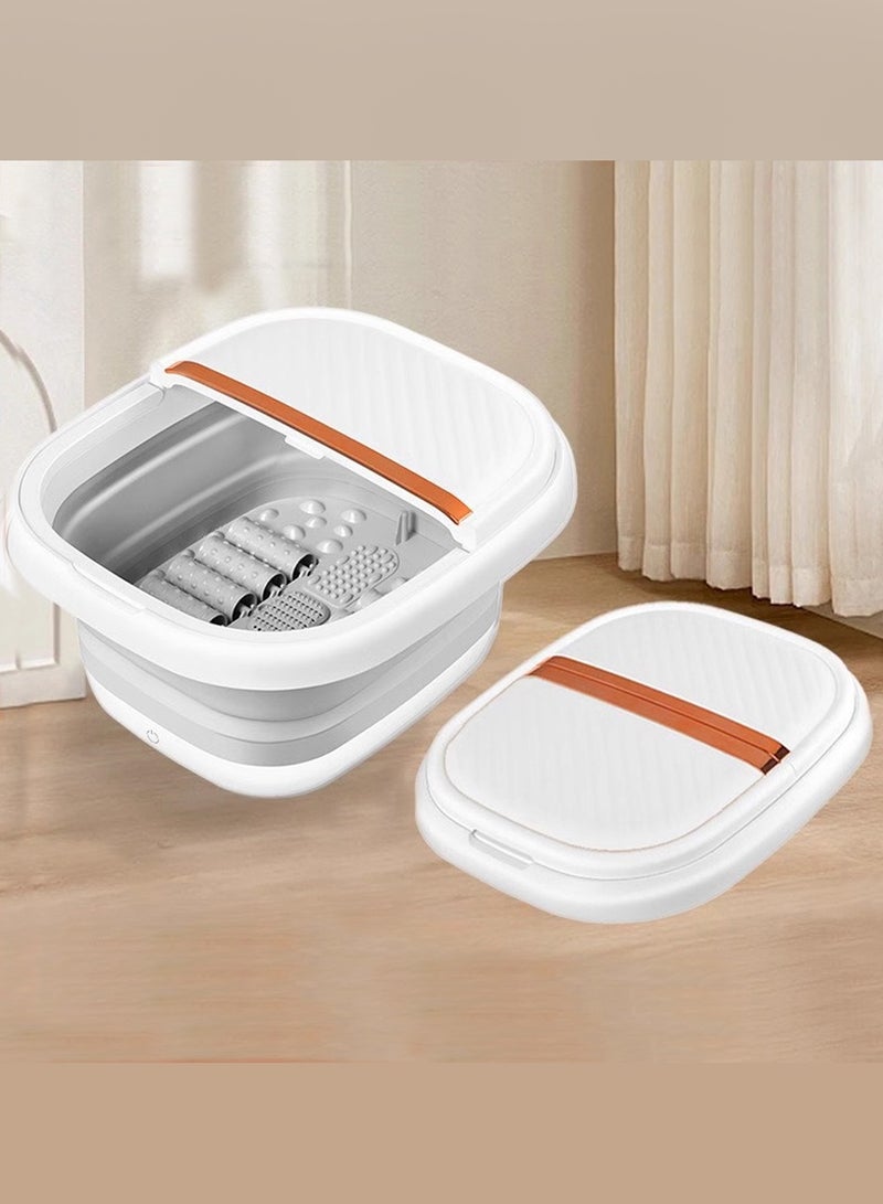 MARGOUN Electric Roadable Foot Spa Infrared Vibrating Bath Massager Soothing Rollers Collapsible Foot Spa Bath Pedicure with Heat / White - Image 3