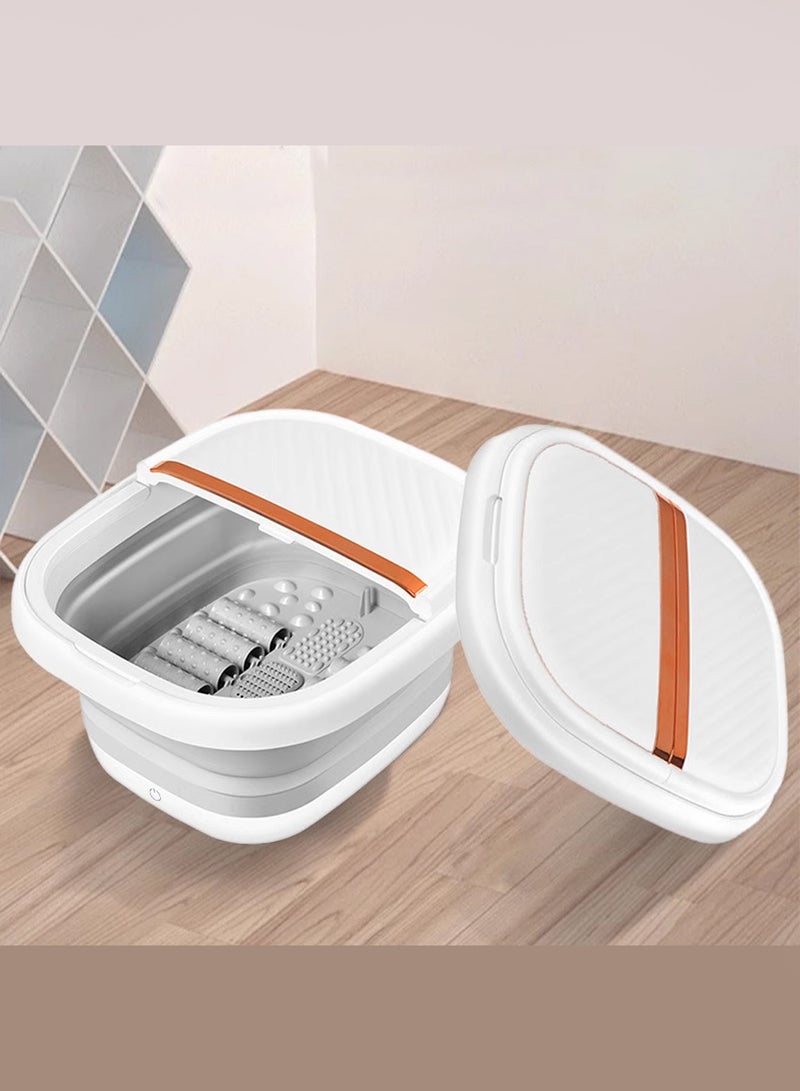 MARGOUN Electric Roadable Foot Spa Infrared Vibrating Bath Massager Soothing Rollers Collapsible Foot Spa Bath Pedicure with Heat / White - Image 4