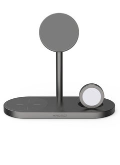 PROTECT 3-in-1 MagSafe Phone Stand, Aluminum Body, Fast Charging, For Apple Watch, Apple AirPods, Wireless Charging, Type-C Input, Grey | X23-PRO