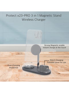 Protect PROTECT 3-in-1 MagSafe Phone Stand, Aluminum Body, Fast Charging, For Apple Watch, Apple AirPods, Wireless Charging, Type-C Input, Grey | X23-PRO  - Image 4