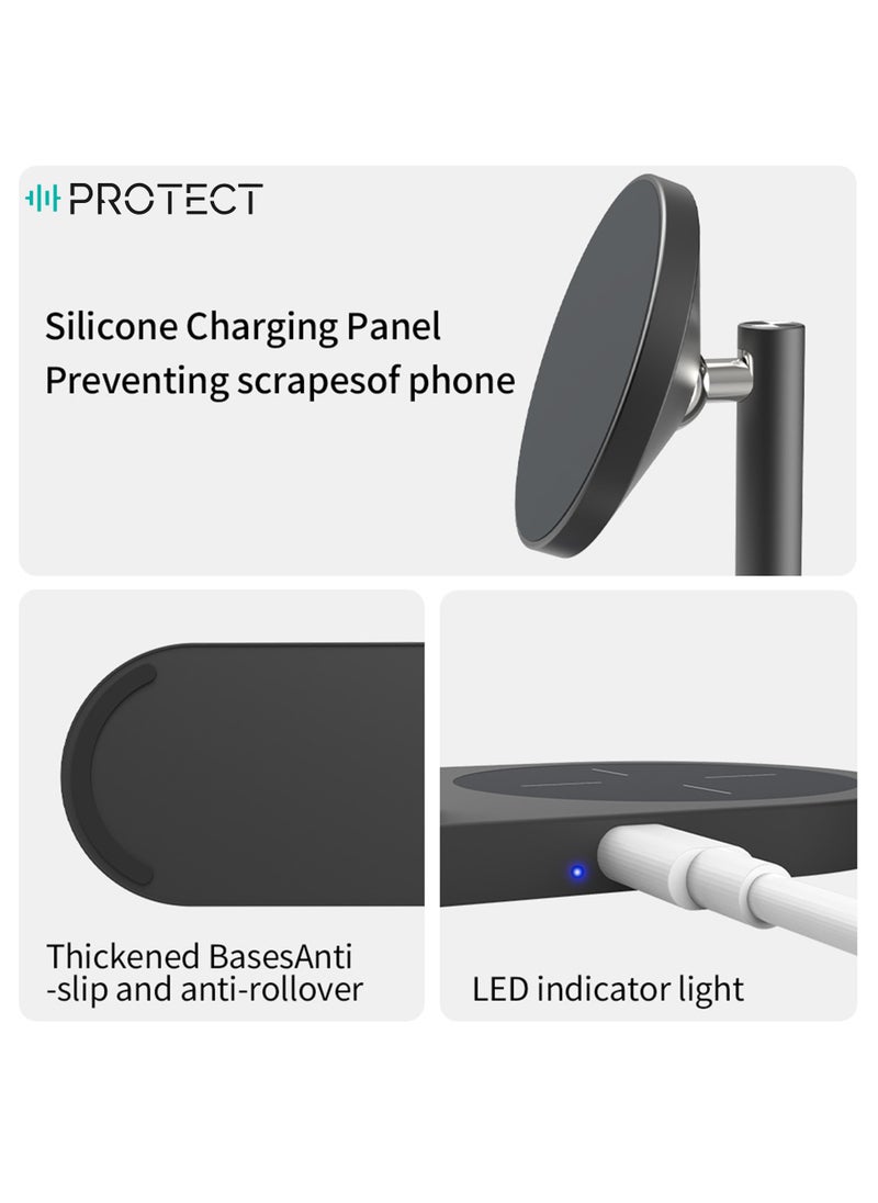 Protect - PROTECT 3-in-1 MagSafe Phone Stand, Aluminum Body, Fast Charging, For Apple Watch, Apple AirPods, Wireless Charging, Type-C Input, Grey | X23-PRO - Image 1