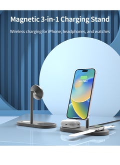 Protect PROTECT 3-in-1 MagSafe Phone Stand, Aluminum Body, Fast Charging, For Apple Watch, Apple AirPods, Wireless Charging, Type-C Input, Grey | X23-PRO  - Image 2