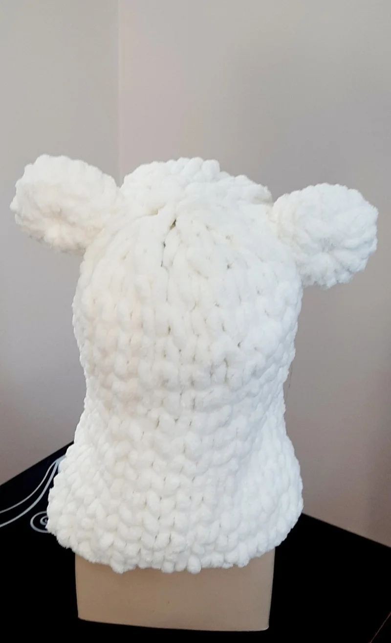 نيكادو Hand Knitted Plush Snow Mask Ski Hat Balaclava with Ears