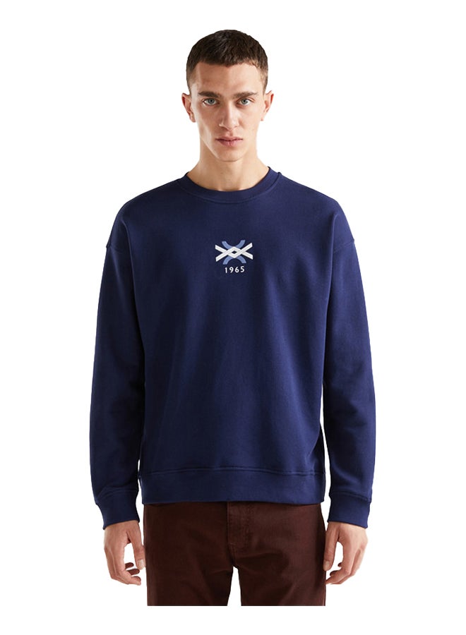 Benetton Crew Neck Sweatshirt With Logo Print  - Image 3