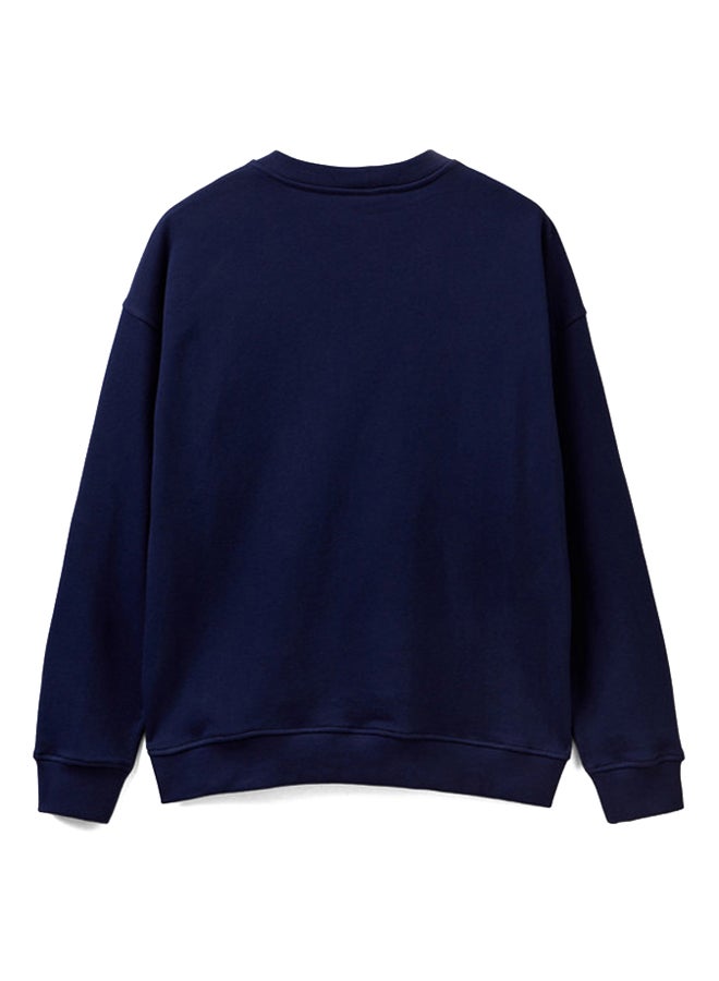 Benetton Crew Neck Sweatshirt With Logo Print  - Image 2