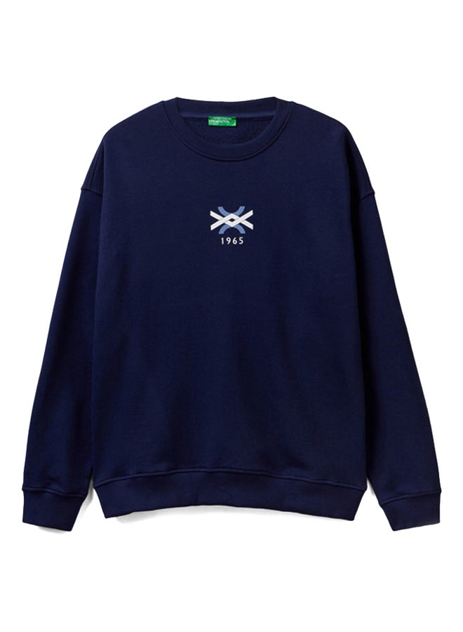 Benetton Crew Neck Sweatshirt With Logo Print  - Image 4