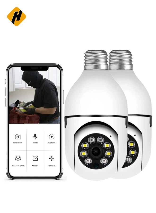 HuHa 2Pcs Light Bulb Security Camera 2.4GHz & 5G WiFi Outdoor, 1080P E27 Light Socket Security Camera, Indoor 360° Home Security Cameras,  - Image 1