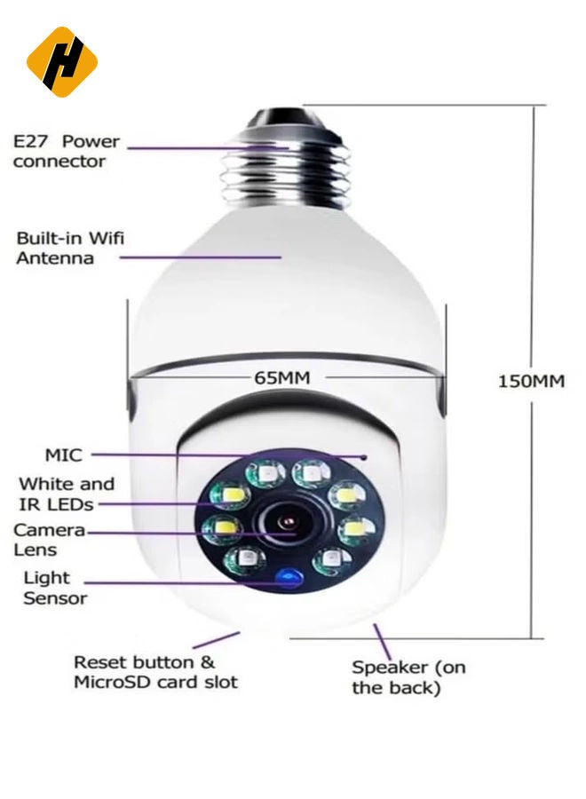 HuHa 2Pcs Light Bulb Security Camera 2.4GHz & 5G WiFi Outdoor, 1080P E27 Light Socket Security Camera, Indoor 360° Home Security Cameras,  - Image 5