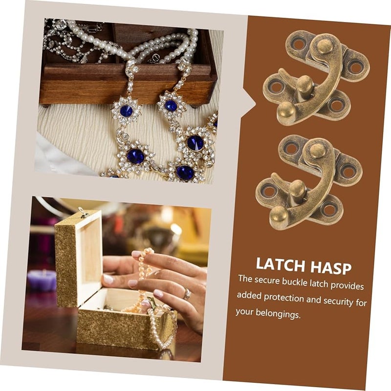 Antique Alloy Hasp Latch 6pcs for Vintage Wooden Jewelry Toolboxes Secure Locking - Image 4