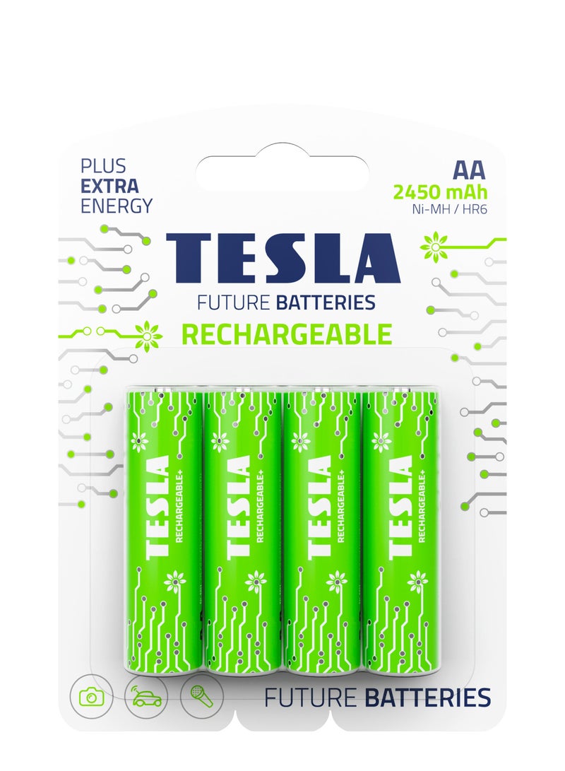تسلا بطاريات قابلة للشحن 2450 مللي أمبير 4 قطع - Image 1