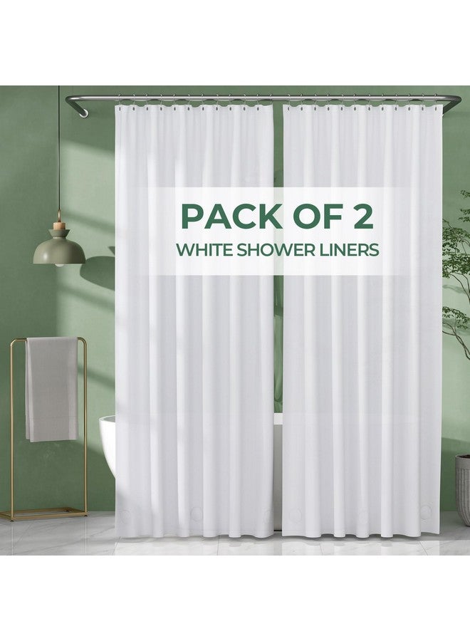 AmazerBath AmazerBath Shower Curtain Liner 2 Pack, 72 x 96 Inches Extra Long PEVA Plastic Shower Liner with Heavy Duty Stones and 12 Rustproof Metal Grommet, Lightweight Waterproof Shower Curtain - White  - Image 1