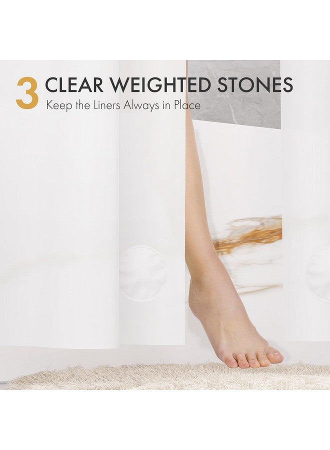 AmazerBath AmazerBath Shower Curtain Liner 2 Pack, 72 x 96 Inches Extra Long PEVA Plastic Shower Liner with Heavy Duty Stones and 12 Rustproof Metal Grommet, Lightweight Waterproof Shower Curtain - White  - Image 3