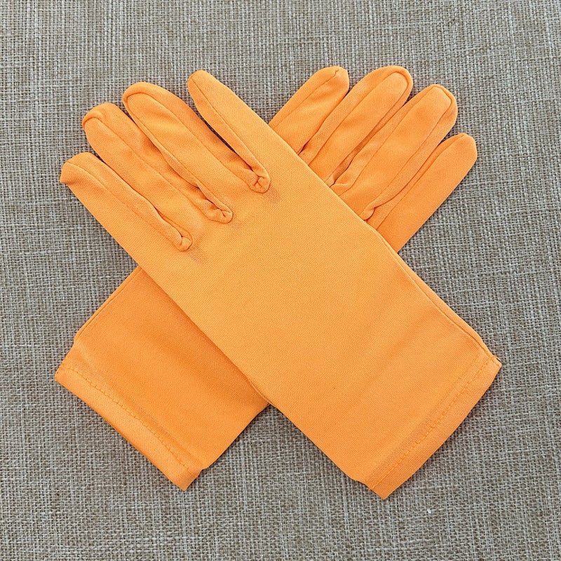 Cross-border short milk silk gloves clothing accessories etiquette gloves summer go out essential Orange 