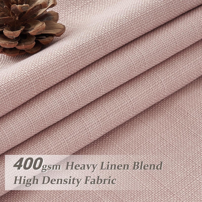 PleatedDrapes Blackout Baby Pink Memory Trained Pinch Pleated Bedroom Curtains 96 Inches Long 2 Panels Set, Cute Double Layer Linen Soundproof Thermal Elegent Windows Curtain & Drapes for Living Room 8 FT Length - Image 2