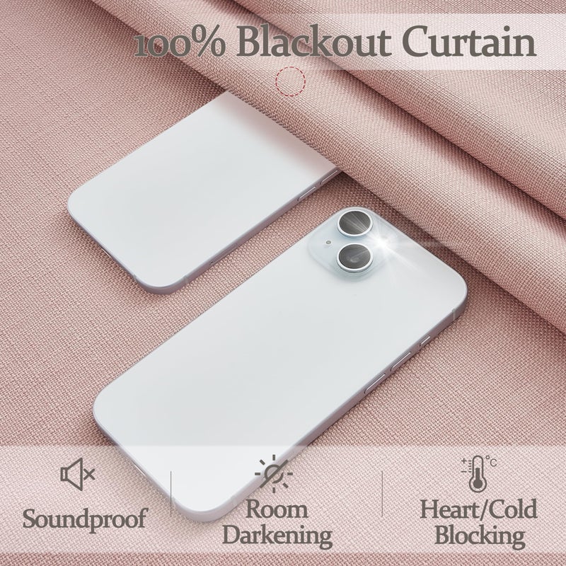 PleatedDrapes Blackout Baby Pink Memory Trained Pinch Pleated Bedroom Curtains 96 Inches Long 2 Panels Set, Cute Double Layer Linen Soundproof Thermal Elegent Windows Curtain & Drapes for Living Room 8 FT Length - Image 3