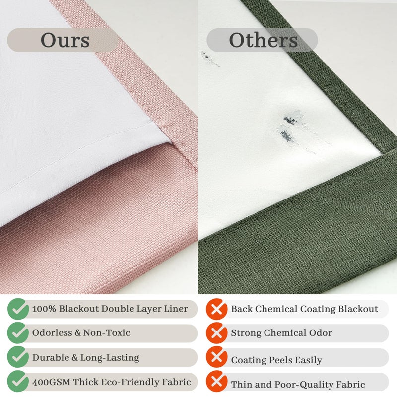 PleatedDrapes Blackout Baby Pink Memory Trained Pinch Pleated Bedroom Curtains 96 Inches Long 2 Panels Set, Cute Double Layer Linen Soundproof Thermal Elegent Windows Curtain & Drapes for Living Room 8 FT Length - Image 5