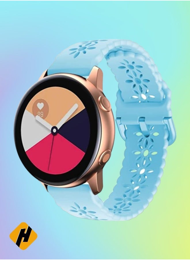 HuHa HuHa Band For Huawei Watch GT 3 Pro 22mm Plum Blossom Hollowed Silicone Watch Band Light Blue  - Image 1