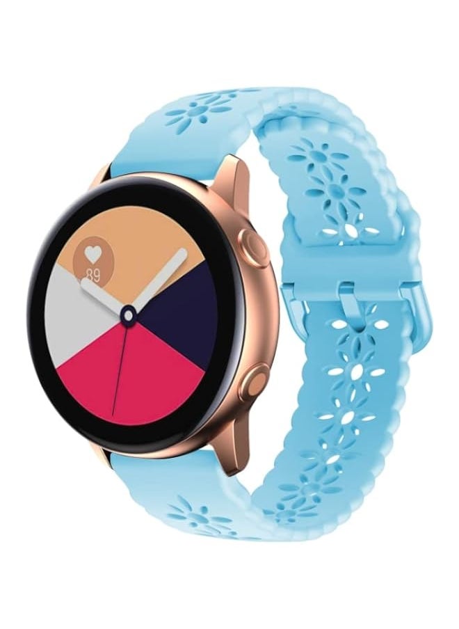 HuHa HuHa Band For Huawei Watch GT 3 Pro 22mm Plum Blossom Hollowed Silicone Watch Band Light Blue  - Image 2