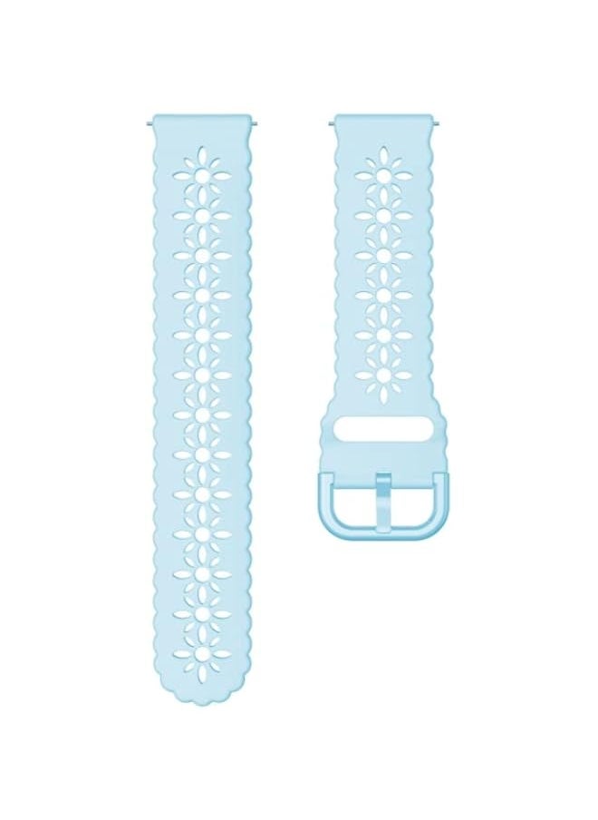HuHa HuHa Band For Huawei Watch GT 3 Pro 22mm Plum Blossom Hollowed Silicone Watch Band Light Blue  - Image 3