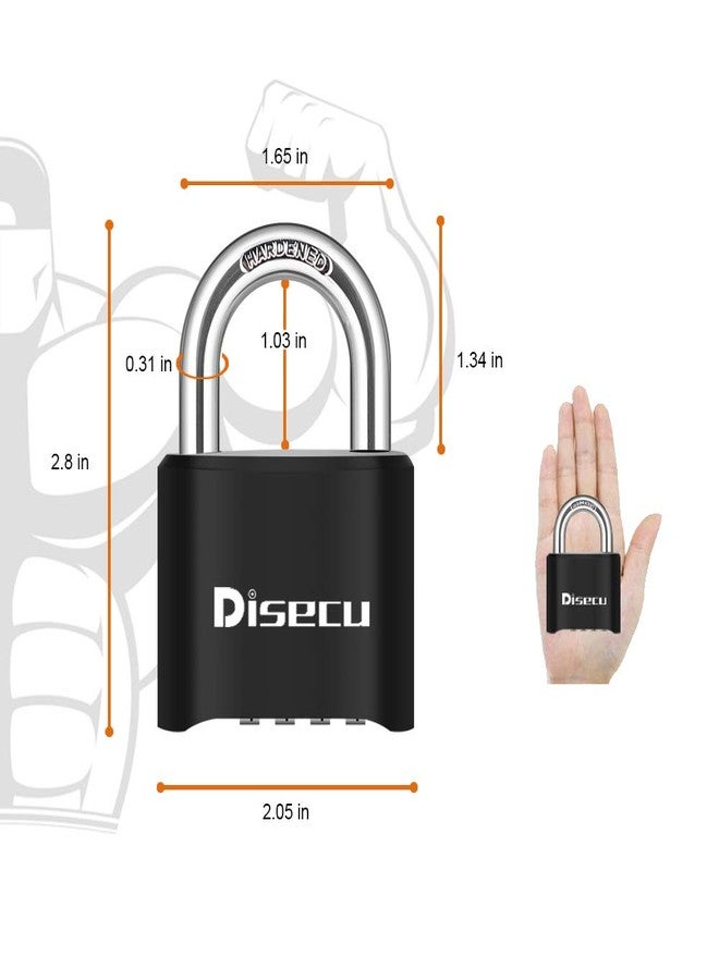 Disecu 1 Pack disecu Heavy Duty 4 Digit Combination Lock, Outdoor Waterproof Padlock for School Gym Locker, Storage Unit, Fence, Gate, Toolbox (Black) - Image 2