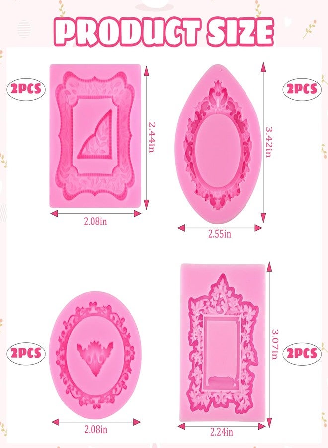 CZFSWT 8PCS Frame Mold, Picture Frame Mold, Silicone Frame Mold Suitable for 3D Relief Design For Cake Decoration And Handicrafts - Image 2