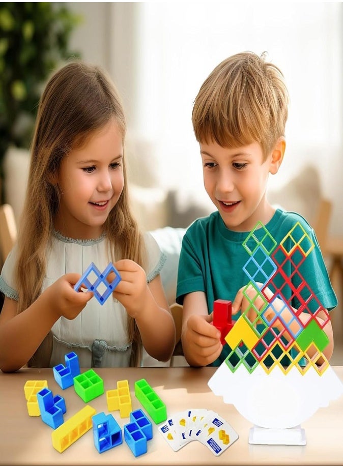 48 PCS Tetra Tower Balance Game, Stack Attack Stacking Blocks, Balance Building Block Montessori Toy for Kids 3+ & Adults, Family Party Travel Board Game - Image 2