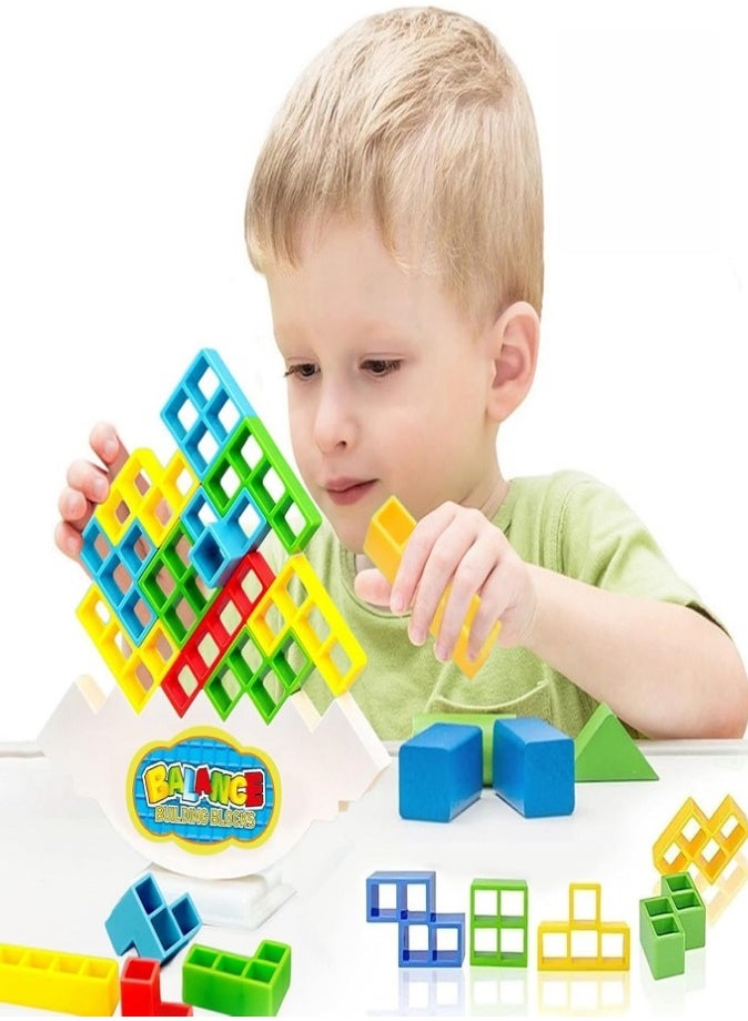 48 PCS Tetra Tower Balance Game, Stack Attack Stacking Blocks, Balance Building Block Montessori Toy for Kids 3+ & Adults, Family Party Travel Board Game - Image 3