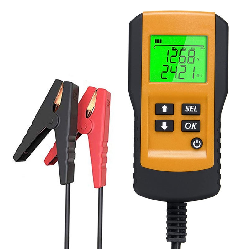 12V محلل اختبار تحميل بطارية السيارات، نطاق 100 إلى 9999 CCA مناسب للبطاريات المغمورة، AGM ذو اللوحة المسطحة، AGM الحلزوني، والبطاريات الجيلية، شاشة عرض LCD من مادة ABS. - Image 4