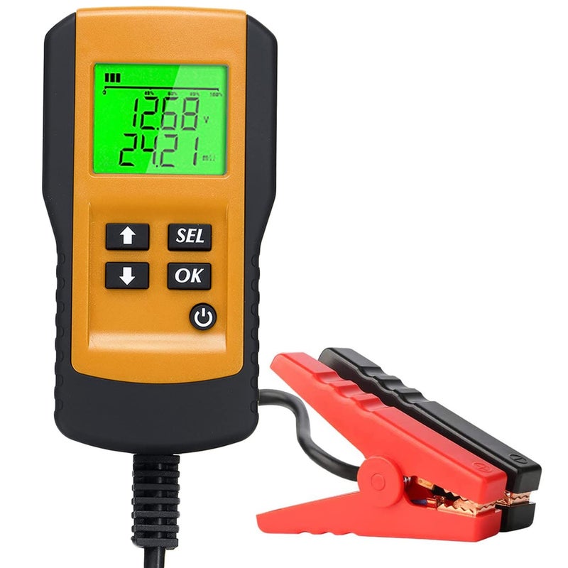12V محلل اختبار تحميل بطارية السيارات، نطاق 100 إلى 9999 CCA مناسب للبطاريات المغمورة، AGM ذو اللوحة المسطحة، AGM الحلزوني، والبطاريات الجيلية، شاشة عرض LCD من مادة ABS. - Image 3