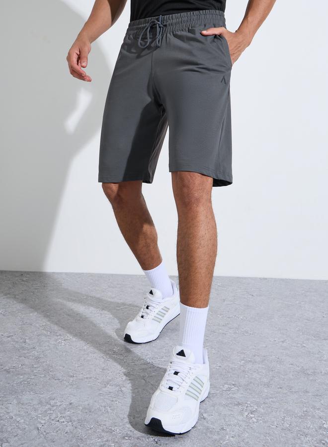 Styli Grey Activewear Sports Shorts with Drawstring - Image 1