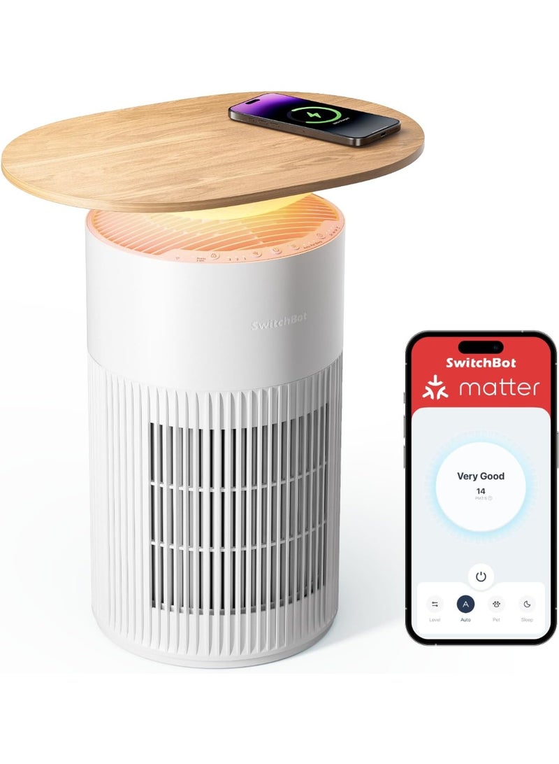 SwitchBot سويتش بوت 4 في 1 جهاز تنقية الهواء للطاولة مع ماذر، حتى 3620 قدم²، فلتر H13 HEPA للحيوانات الأليفة، شحن لاسلكي، فلتر مسبق قابل للغسل، 10 ألوان RGB - Image 1