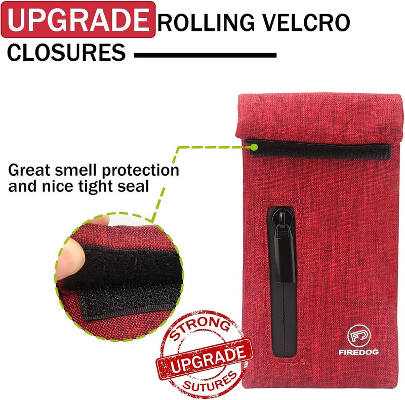 FIREDOG Smell Proof Bags, Carbon Lined Odor Proof Bag for Dog Tested 3"x6" Stash Travel Storage Pouch Pocket (Dark Red) - Image 3