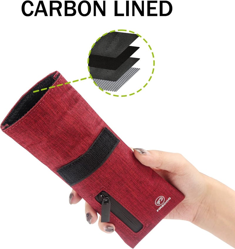 FIREDOG Smell Proof Bags, Carbon Lined Odor Proof Bag for Dog Tested 3"x6" Stash Travel Storage Pouch Pocket (Dark Red) - Image 4